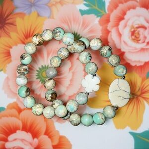 🆕 10mm Dragon Skin Agate with Howlite Bracelet